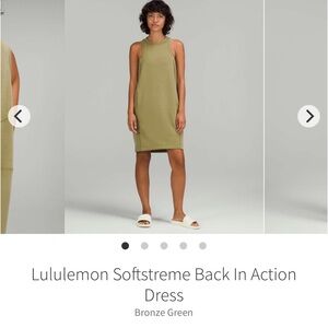 lululemon Softstreme Back In Action Dress Size 2 Bronze Green SMALL FLAW